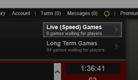 Live game lobby